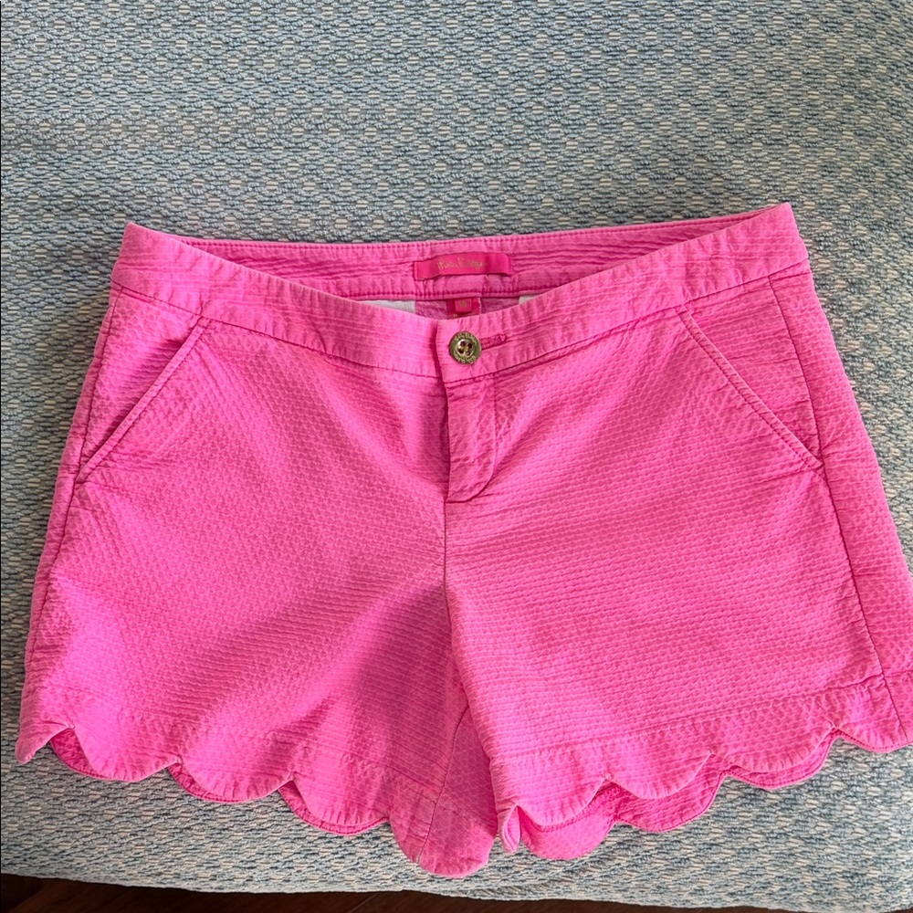 Lilly Pulitzer Vibrant Pink Scalloped High Waist Shorts